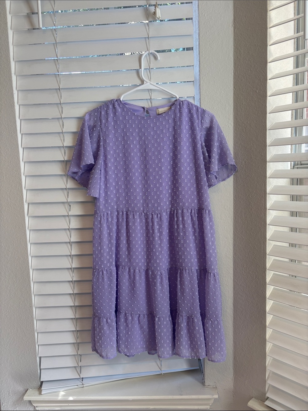 Altar'd State Lavender Tiered Swiss Dot Mini Dress